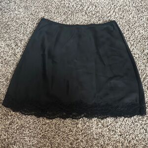 Reformation Black Mini Skirt with Lace Hem